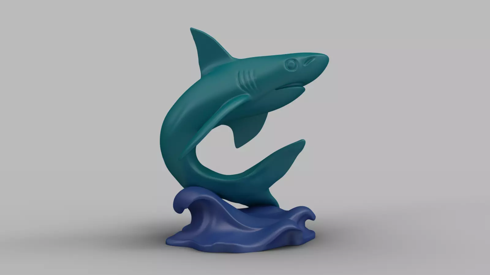 Shark Figurine with Wave Base 3D print model_0