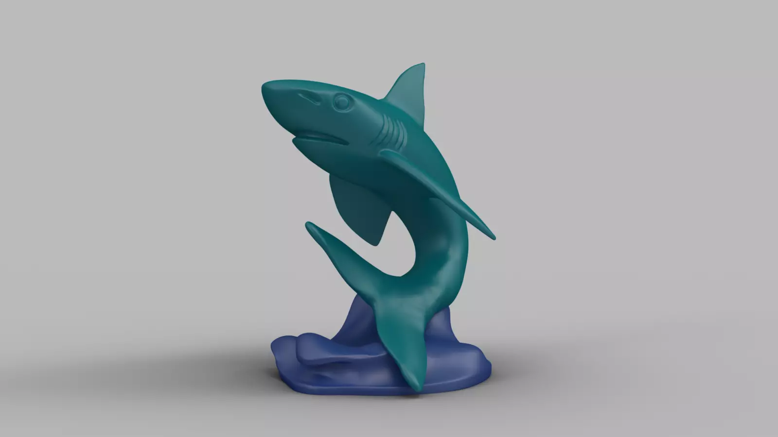 Shark Figurine with Wave Base 3D print model_6