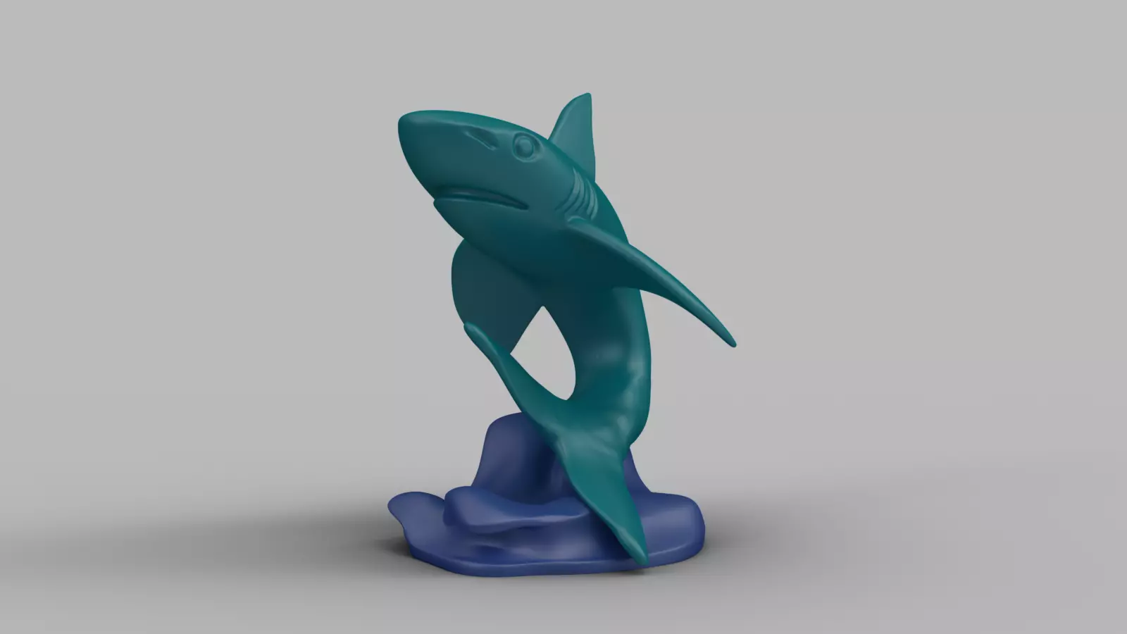 Shark Figurine with Wave Base 3D print model_5