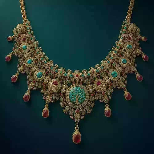 Persian Inspired Royal Necklace with Tree of Life Motif 3D print model