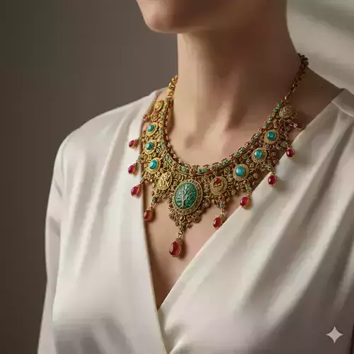 Persian Inspired Royal Necklace with Tree of Life Motif