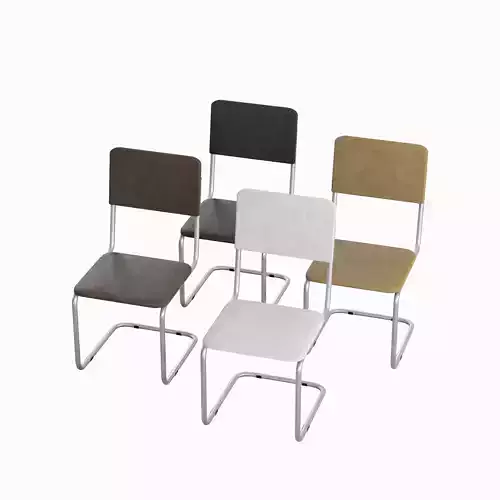 Simple Office Chair Set Low-poly 3D model