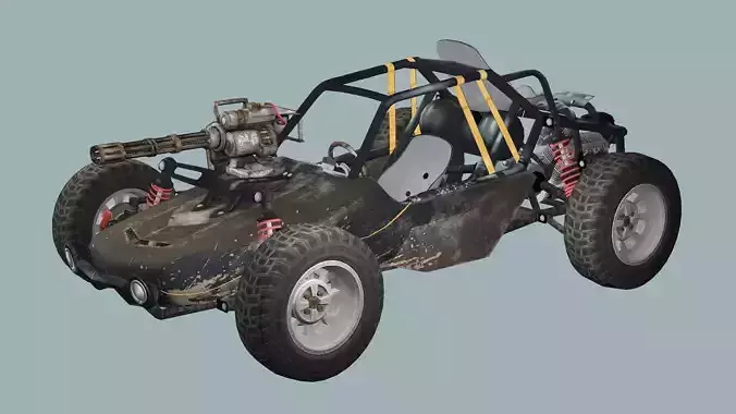 Post-Apocalypse Buggy Car B With Gunholder 3D Model