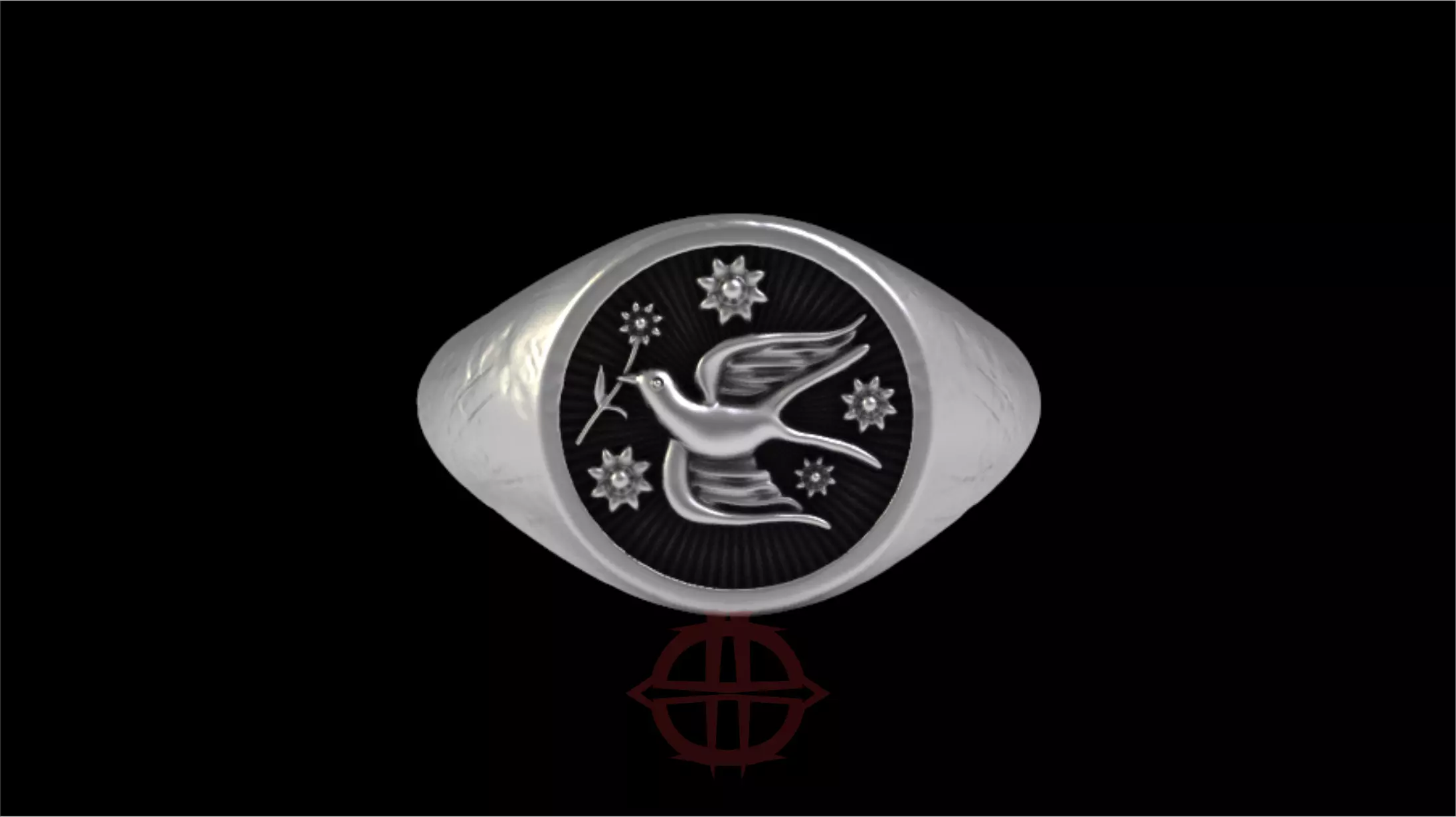 SWALLOW SIGNET RING 3D print model_0