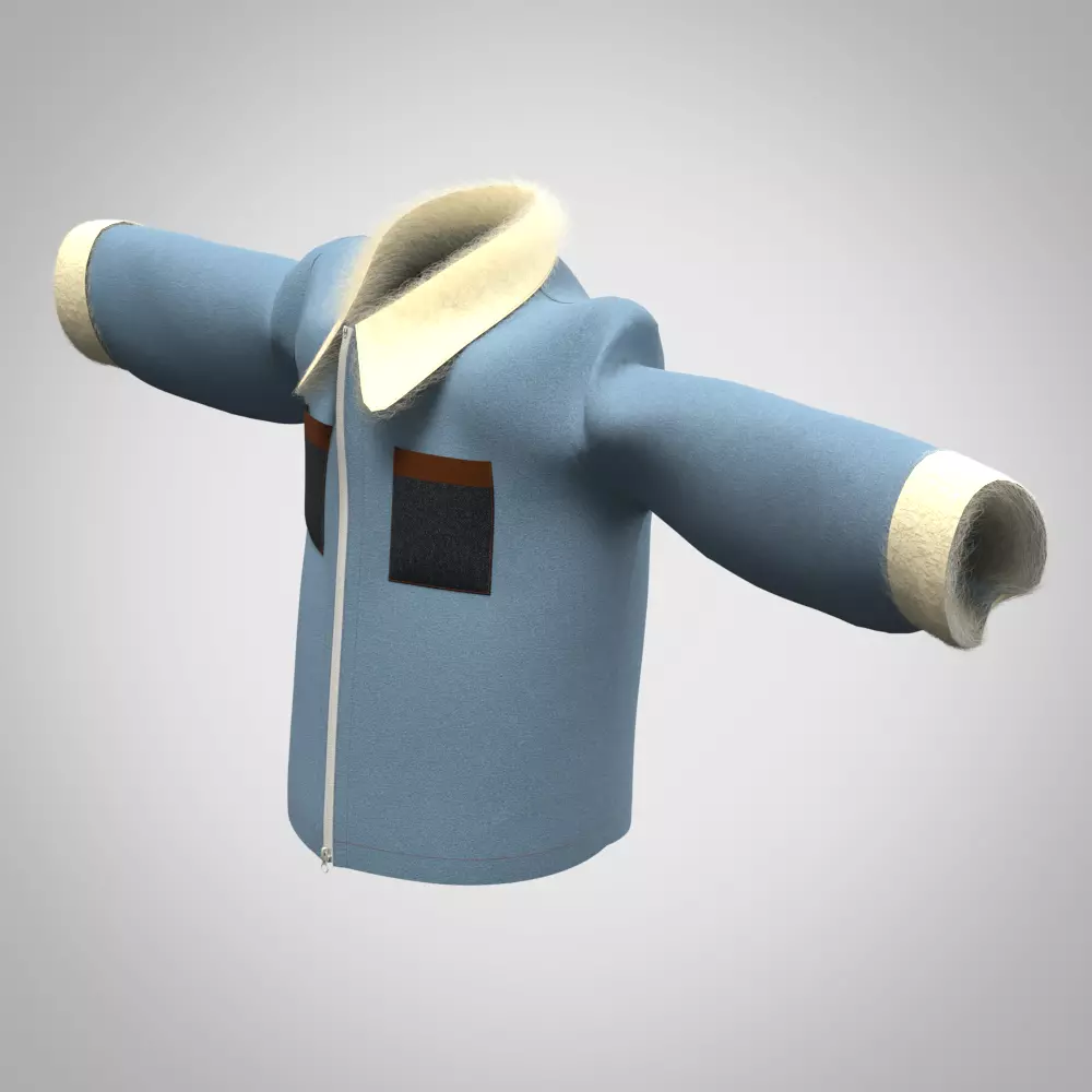 Girls DENIM JACKET 3d clothing 3d clothing rigged model Low-poly 3D model_2