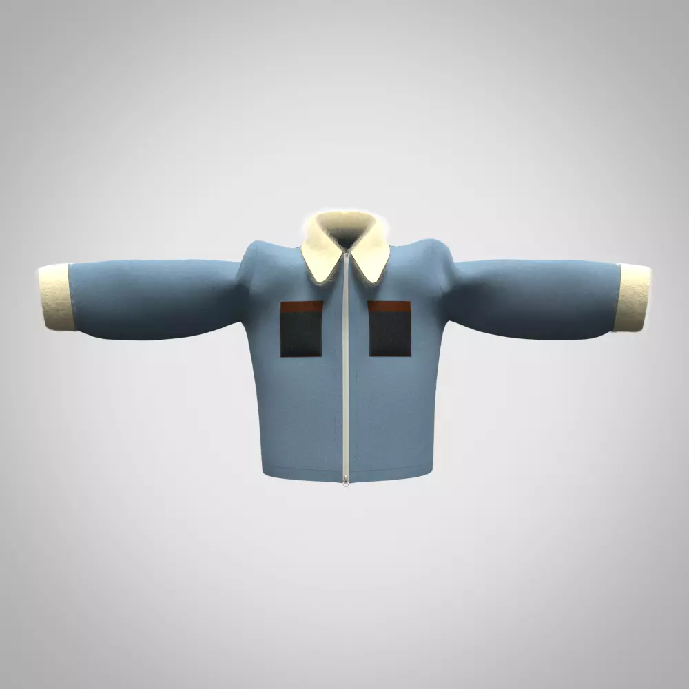 Girls DENIM JACKET 3d clothing 3d clothing rigged model Low-poly 3D model_3