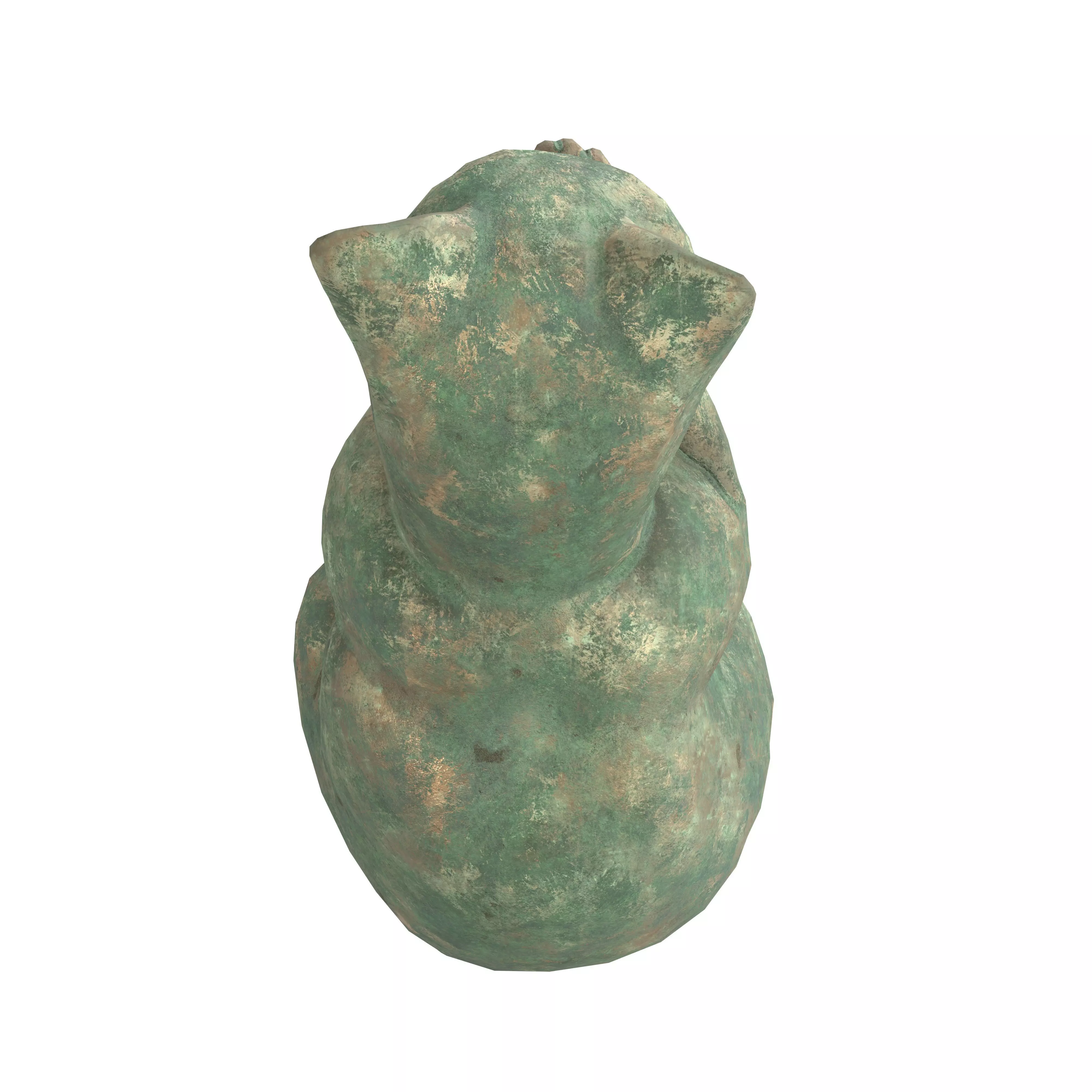 Grooming cat oxydated statue 3D model_4