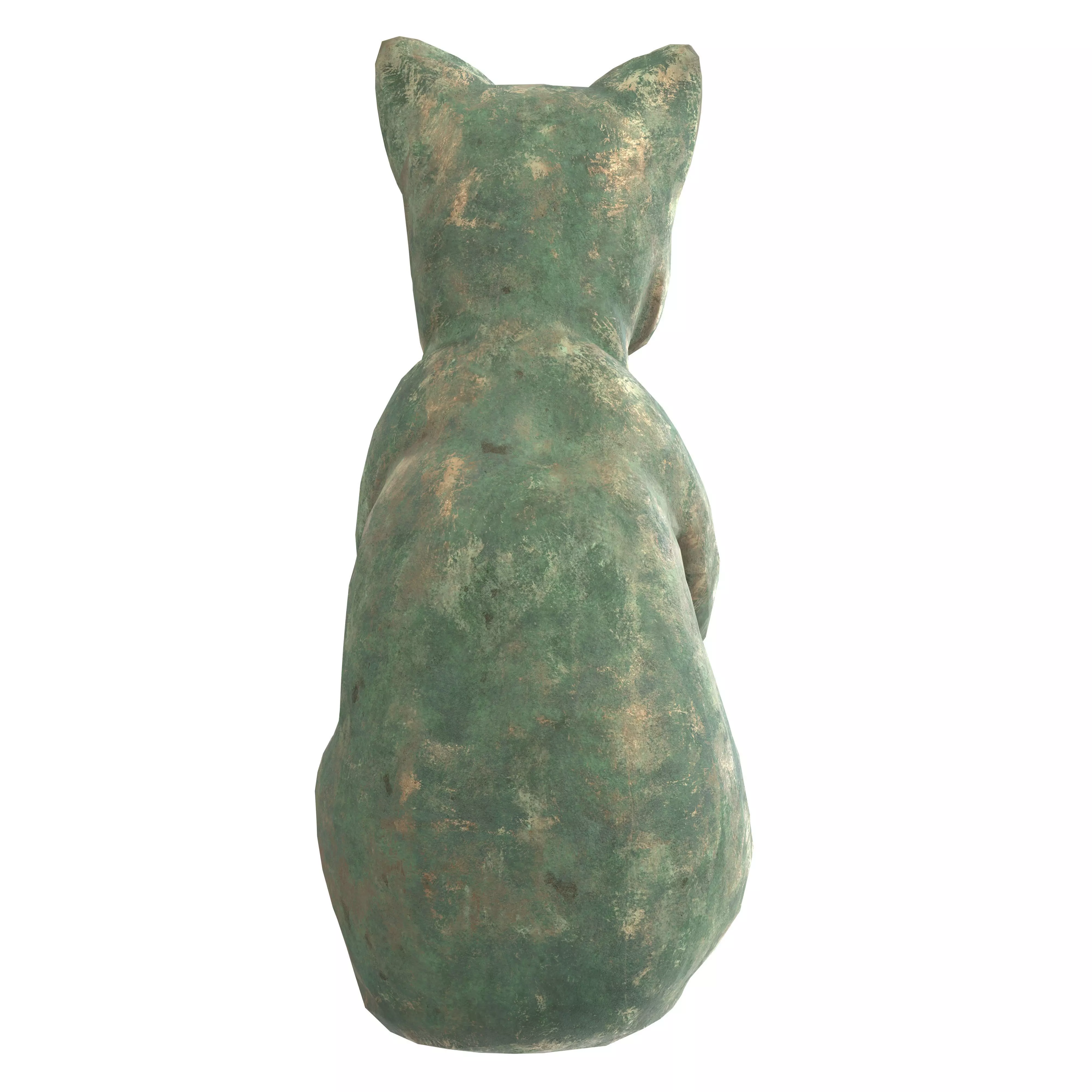 Grooming cat oxydated statue 3D model_5