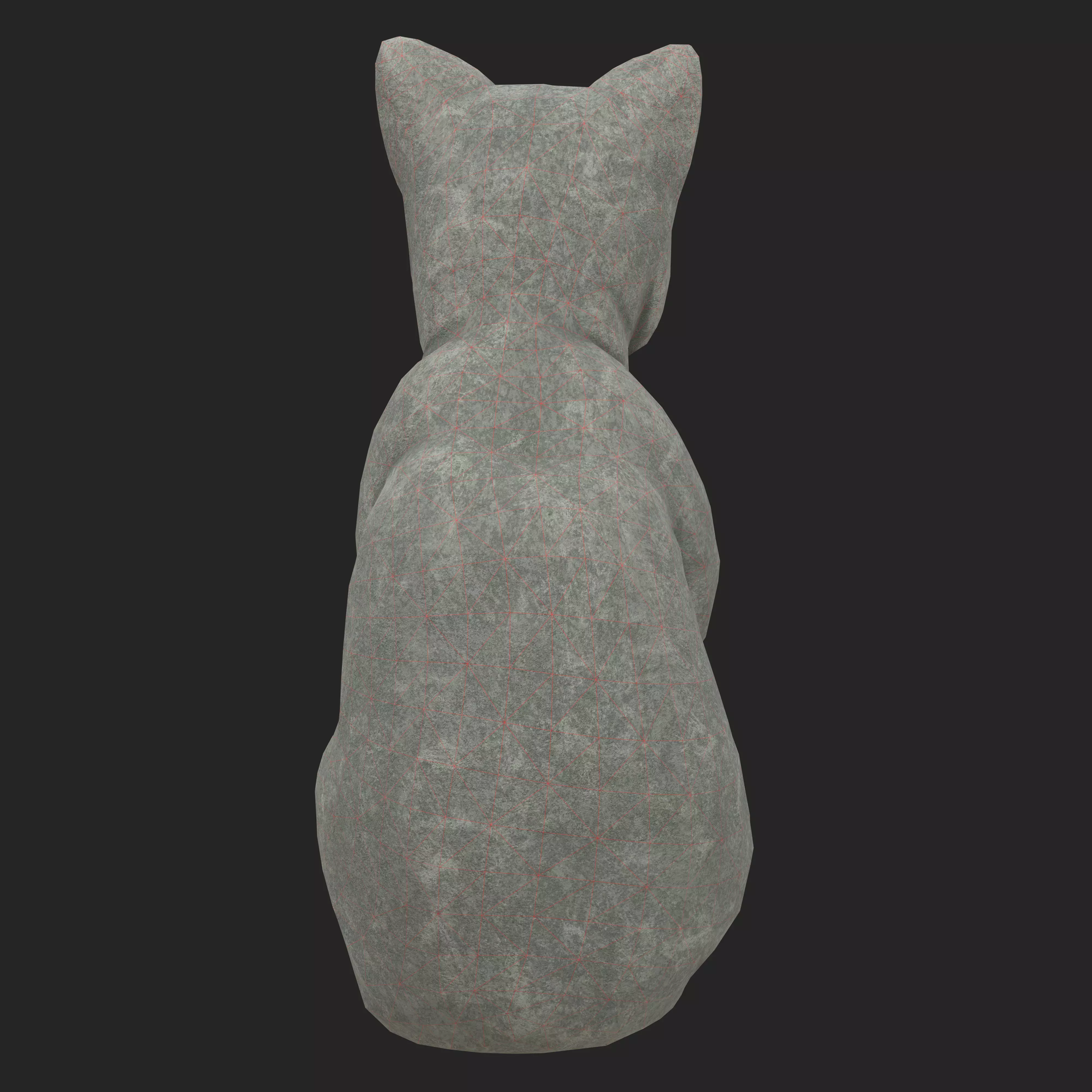 Grooming cat oxydated statue 3D model_10