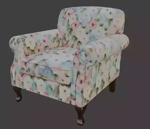Floral Pastel Armchair 3D model