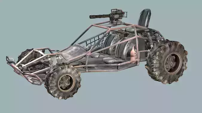 Post-Apocalypse Buggy Car C With Gunholder 3D Model
