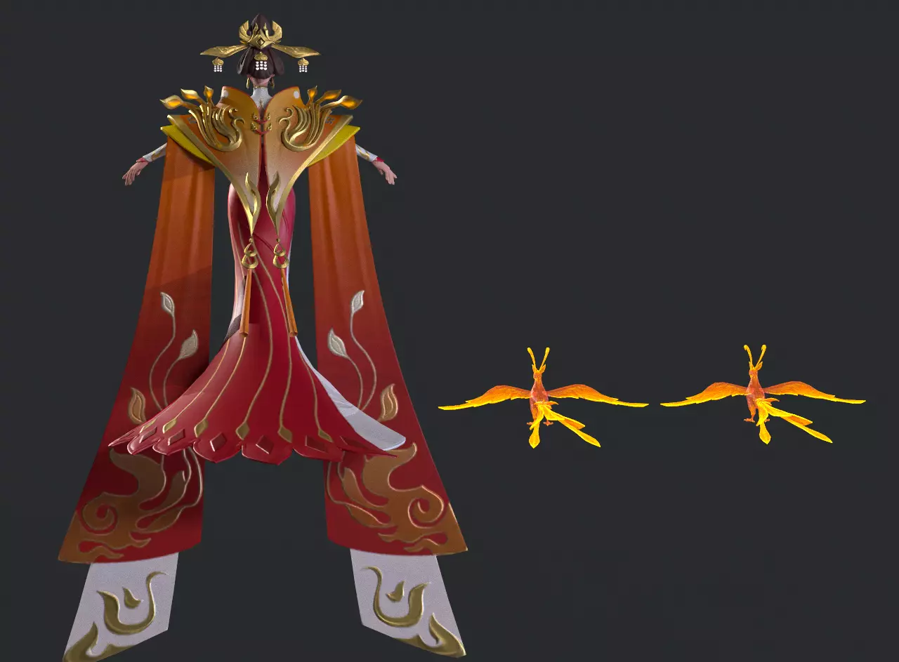 Heroine Wu Zetian Low-poly 3D model_13