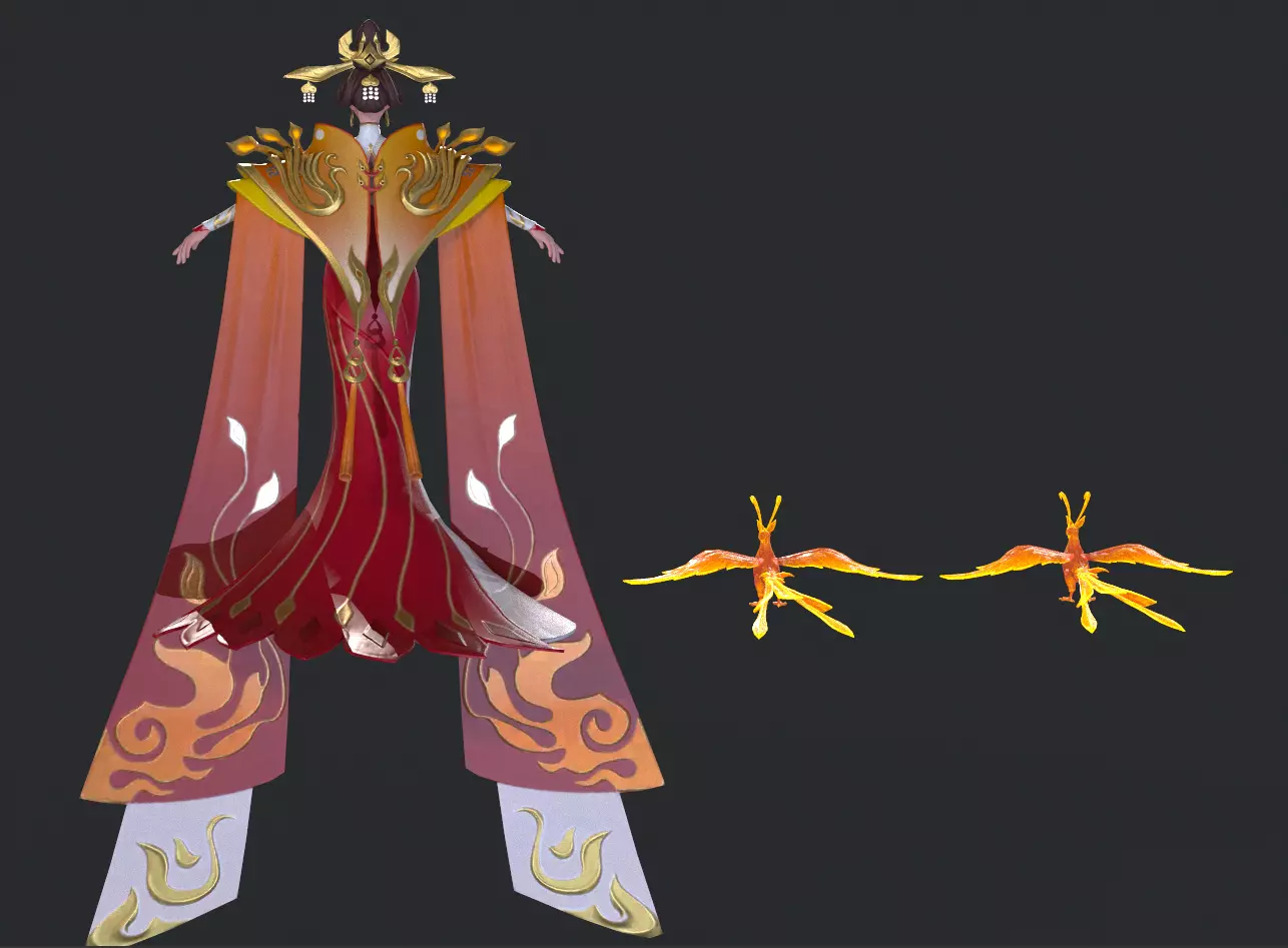 Heroine Wu Zetian Low-poly 3D model_14