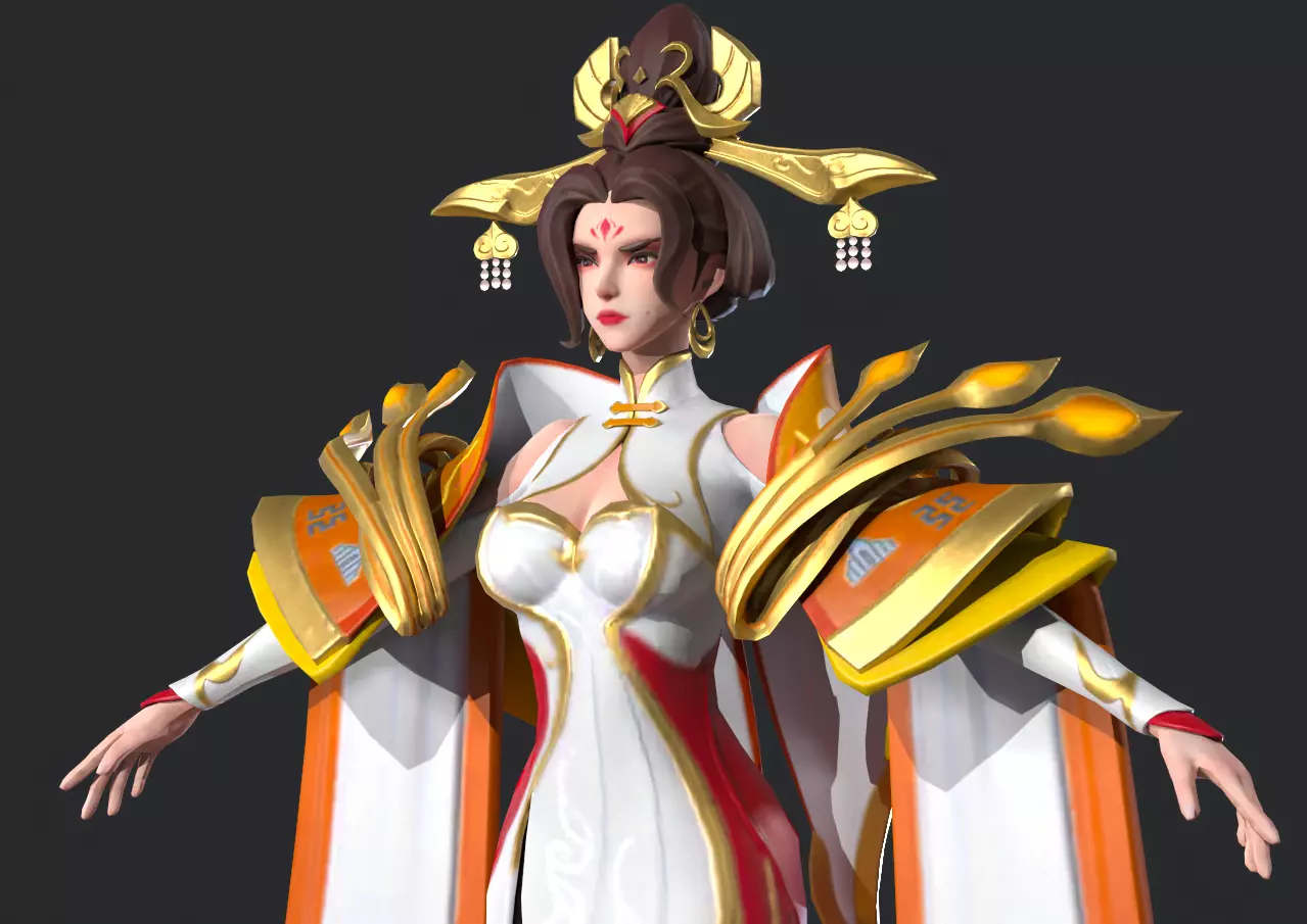 Heroine Wu Zetian Low-poly 3D model_7