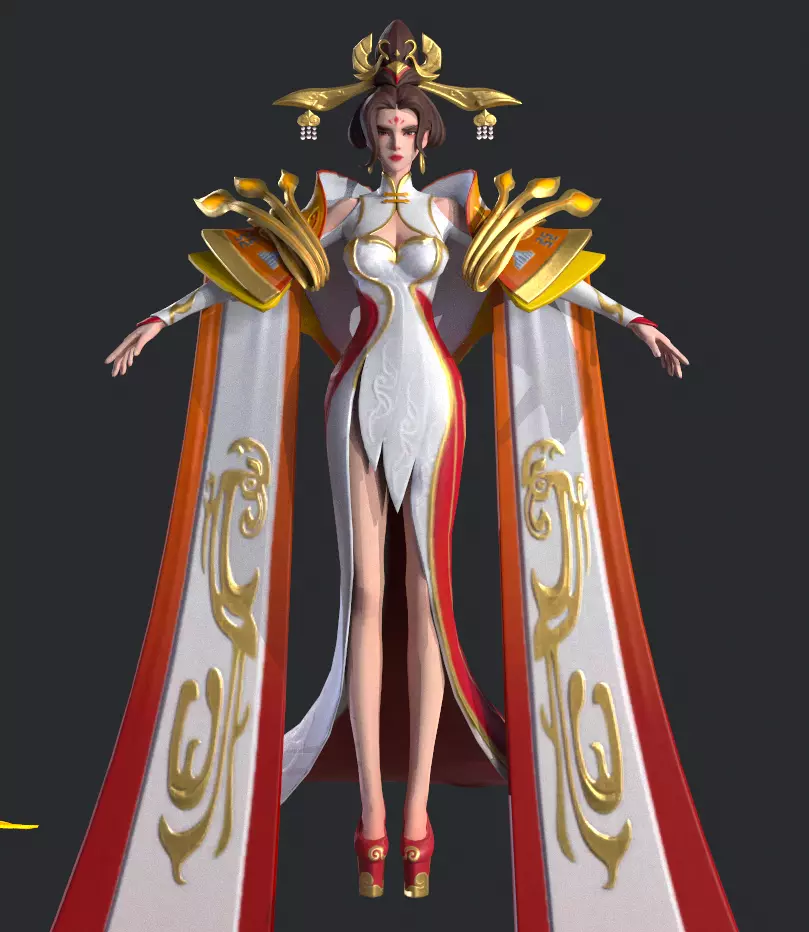 Heroine Wu Zetian Low-poly 3D model_2