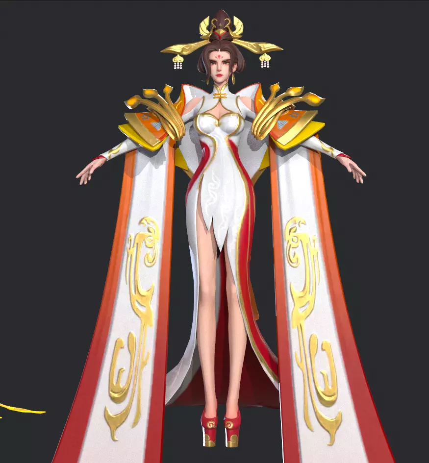 Heroine Wu Zetian Low-poly 3D model_0