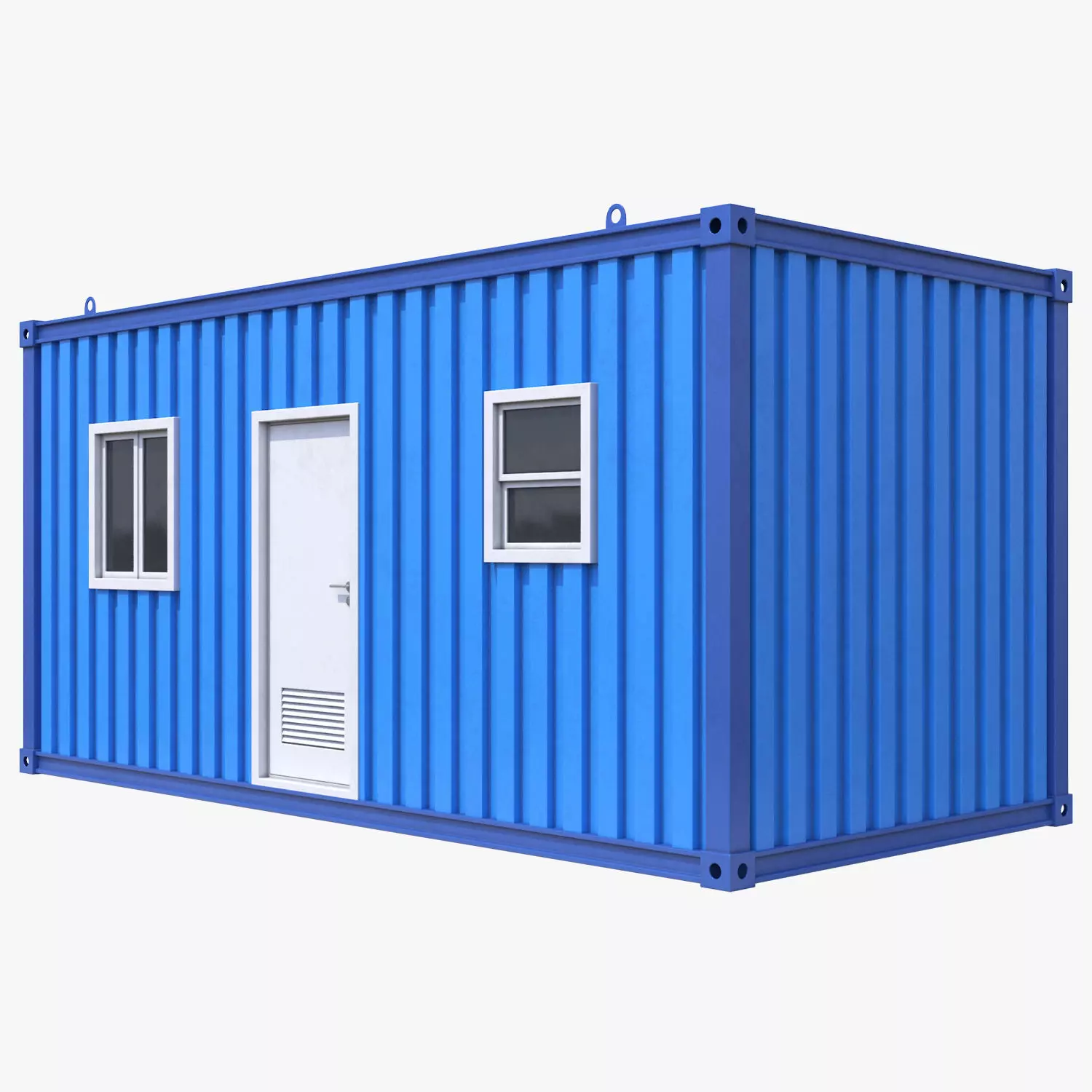 Blue Construction Site Cabin PBR 3D model_0
