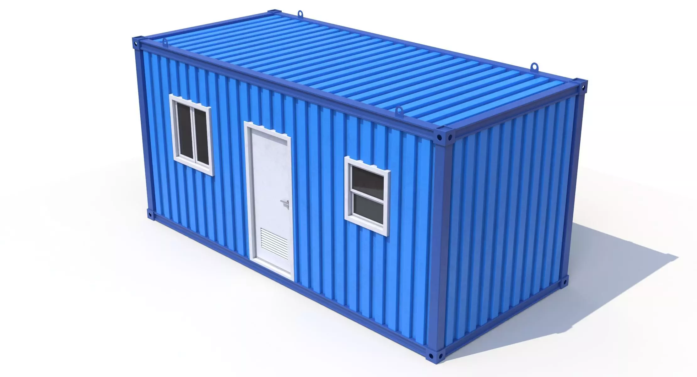 Blue Construction Site Cabin PBR 3D model_3