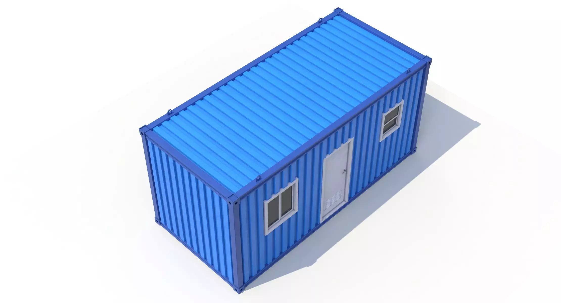 Blue Construction Site Cabin PBR 3D model_4