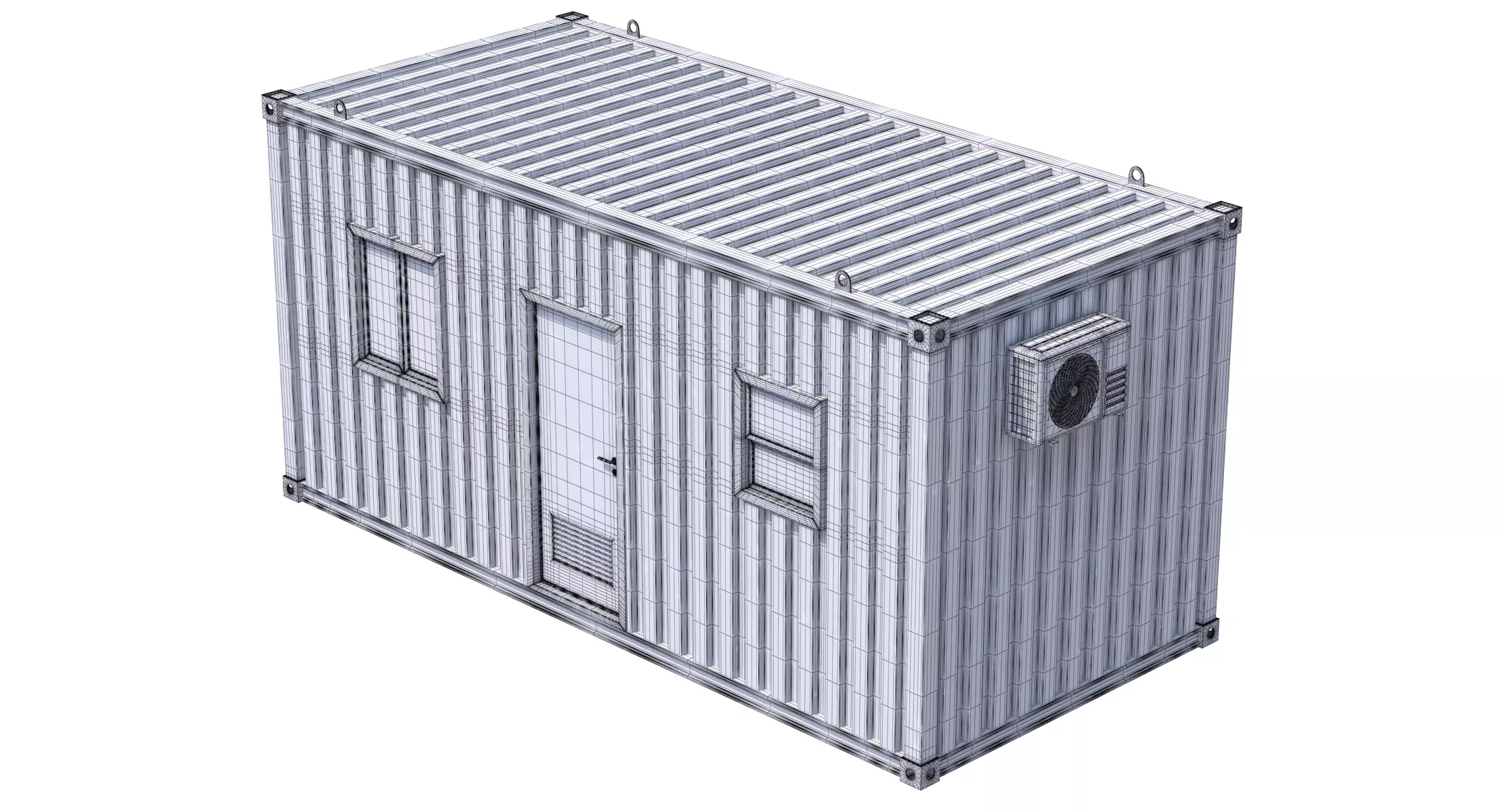 Blue Construction Site Cabin PBR 3D model_5