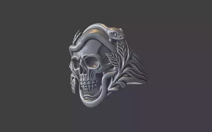 floral snake skull ring