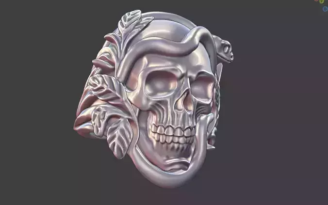 floral snake skull ring