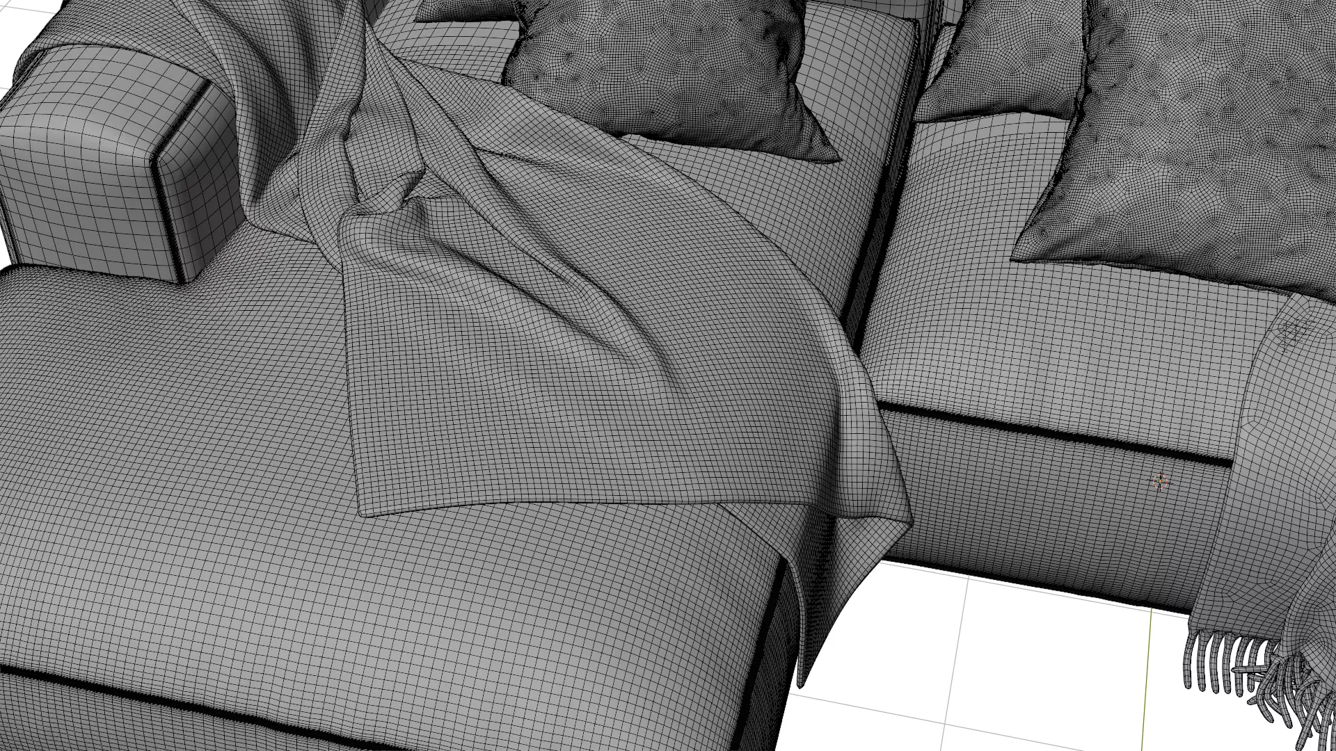 Worn Vintage Fabric Sofa High Poly 3D Model 3D model_21