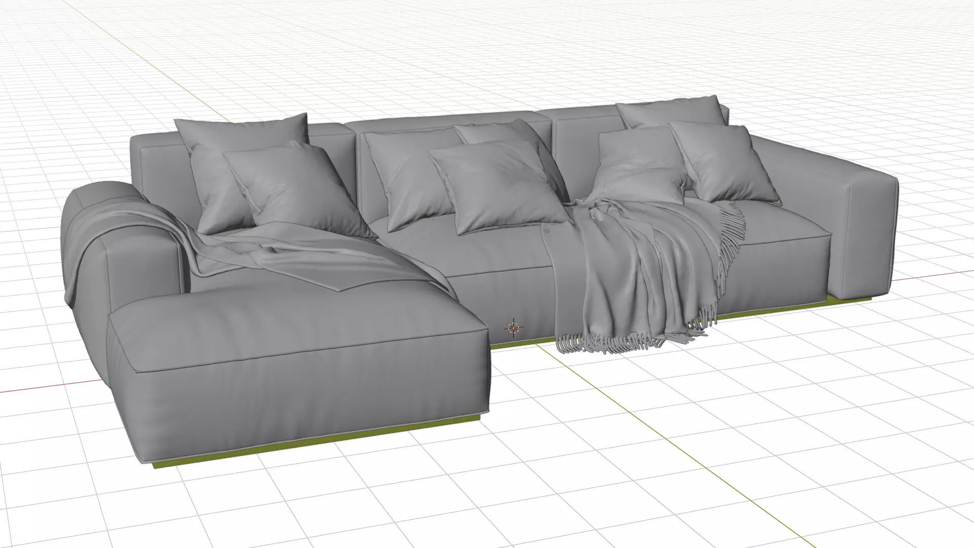 Worn Vintage Fabric Sofa High Poly 3D Model 3D model_24