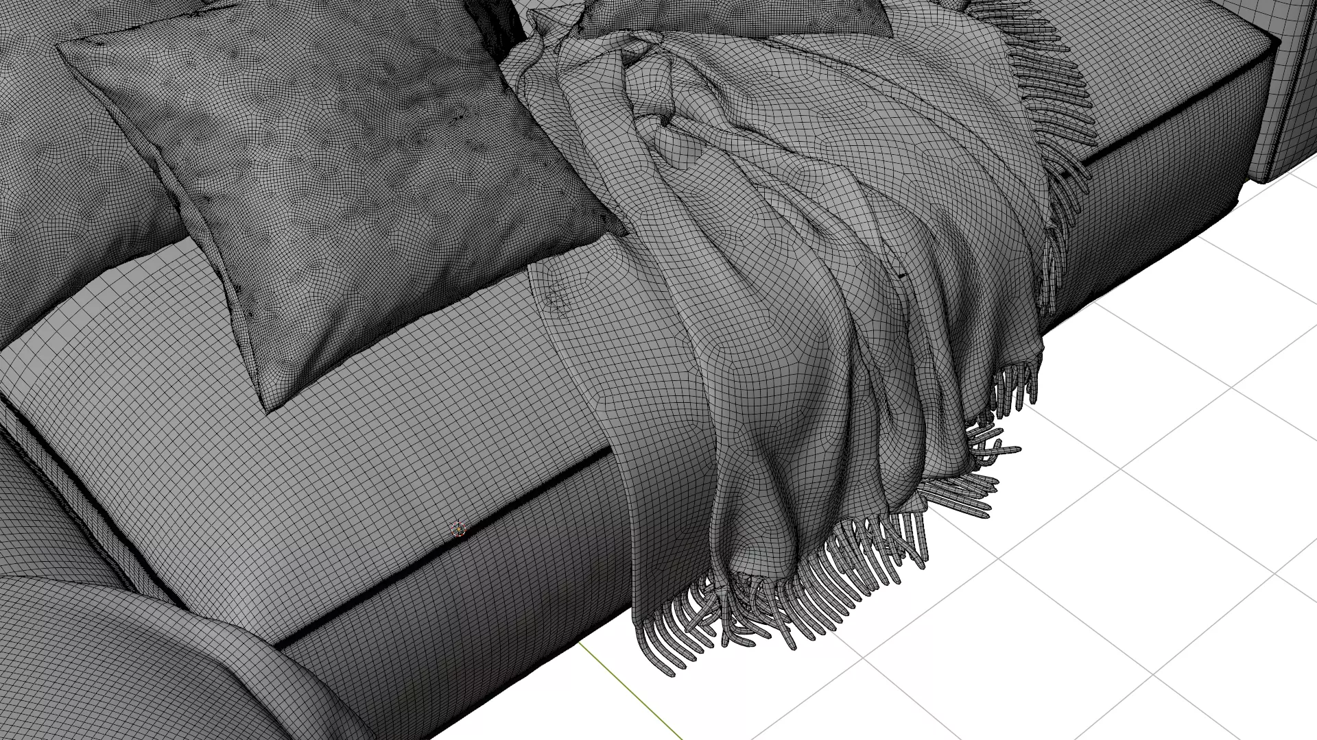 Worn Vintage Fabric Sofa High Poly 3D Model 3D model_22