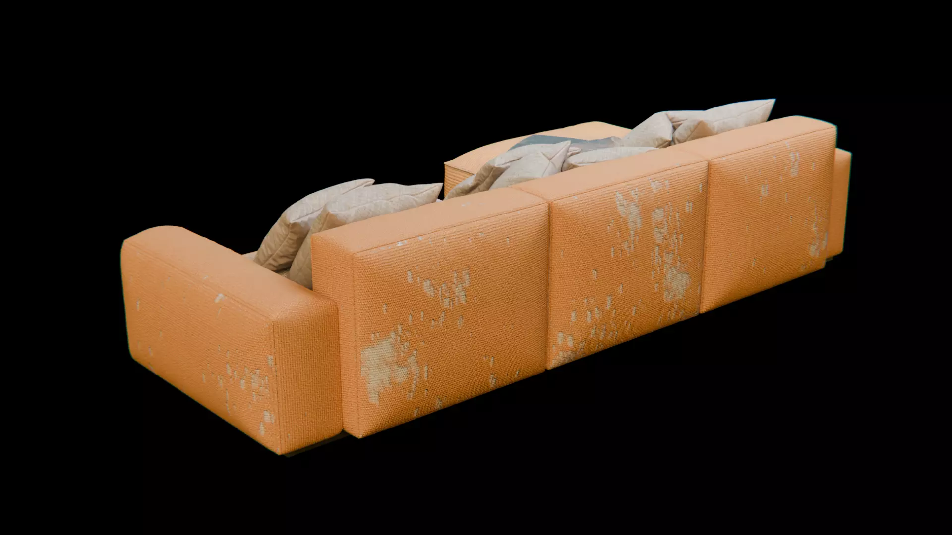 Worn Vintage Fabric Sofa High Poly 3D Model 3D model_17