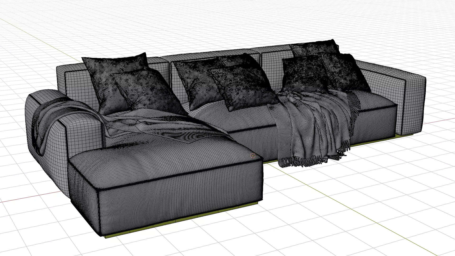 Worn Vintage Fabric Sofa High Poly 3D Model 3D model_18