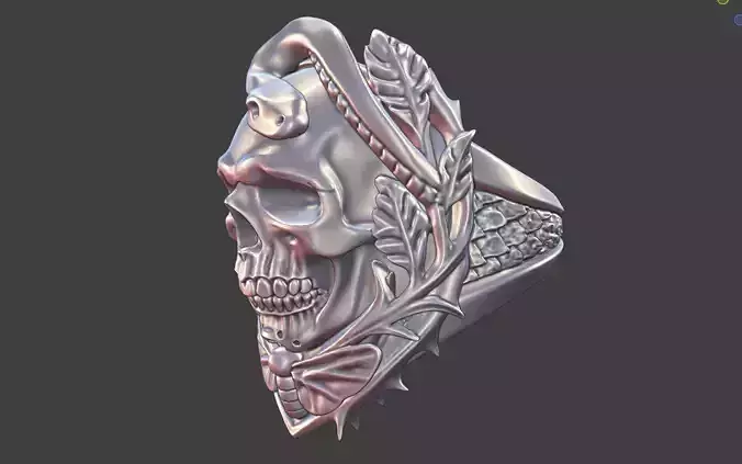 floral snake moth skull ring v2