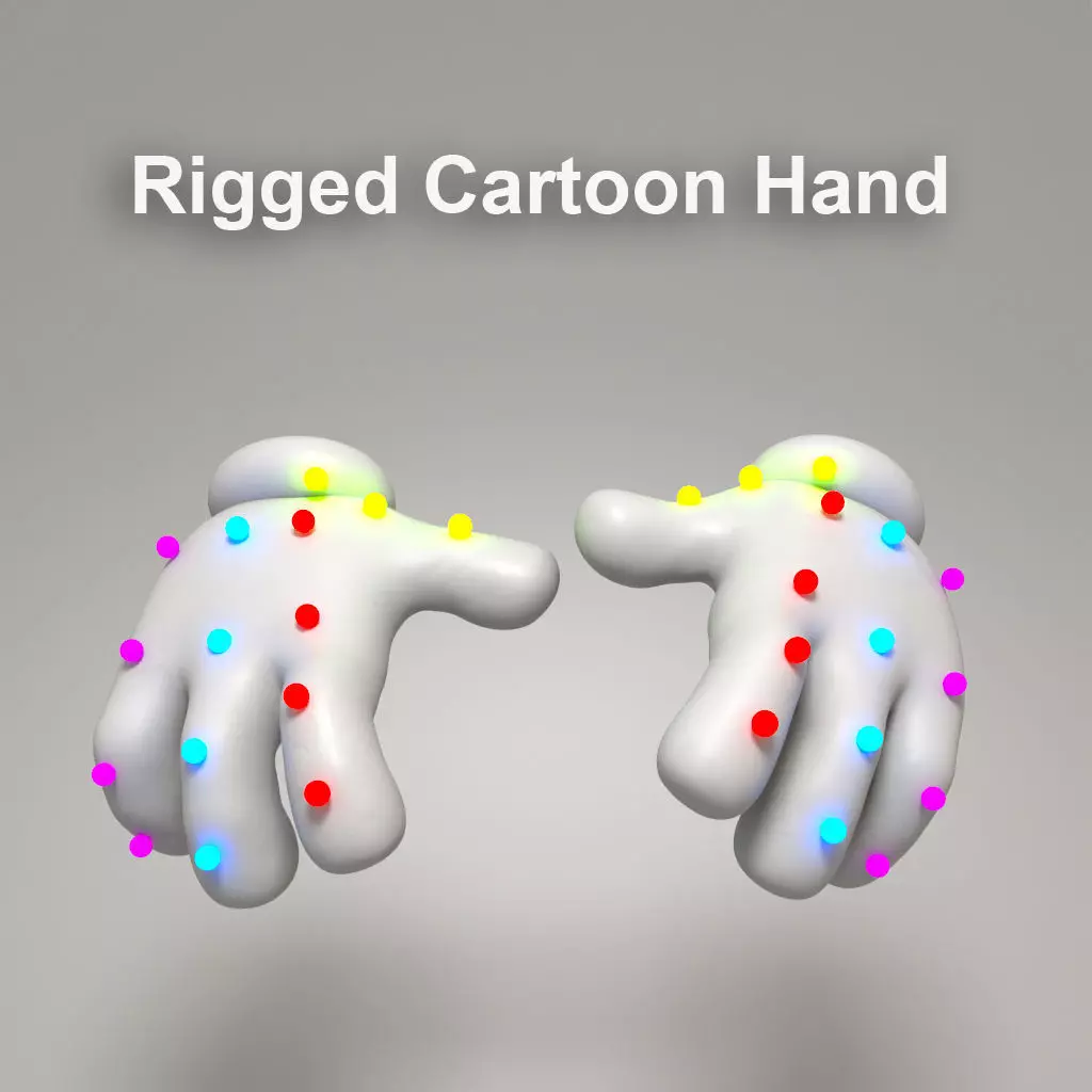 Rigged Cartoon Hand 3D model_2