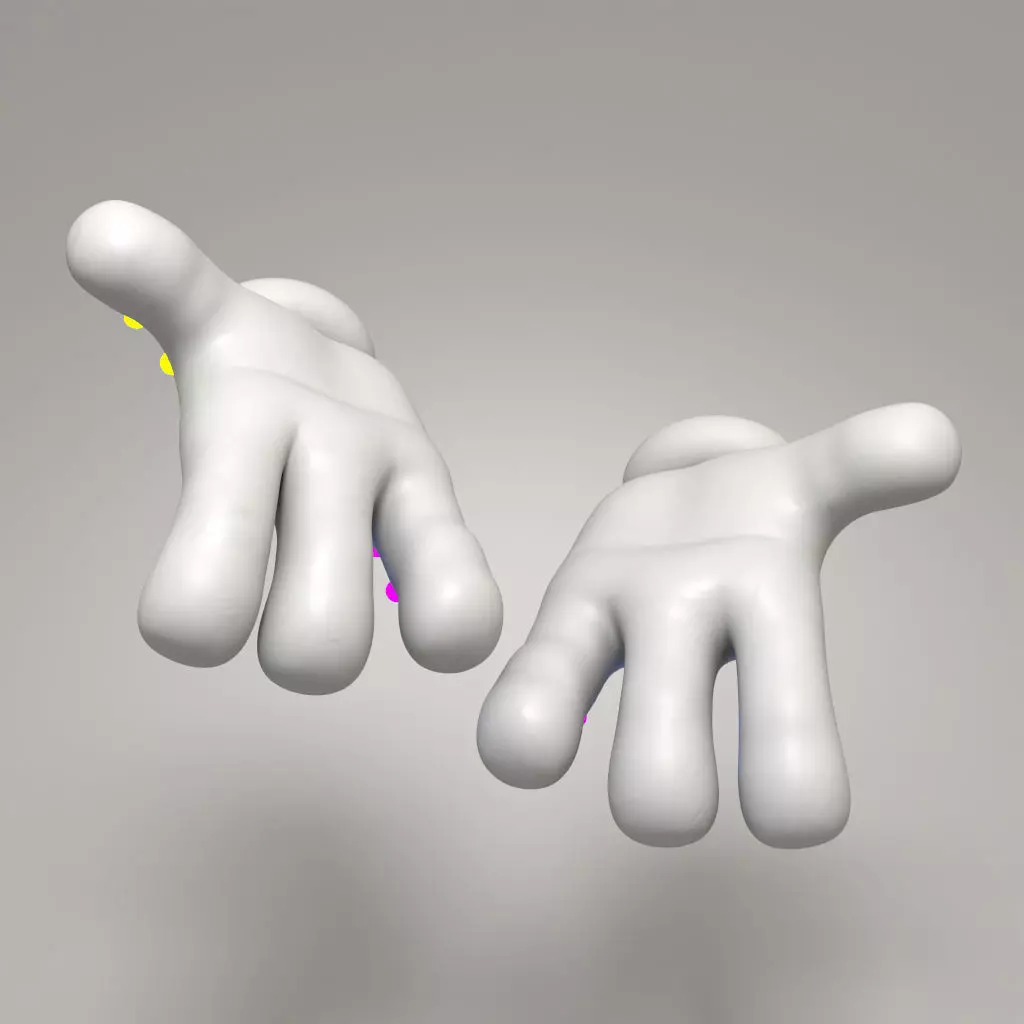 Rigged Cartoon Hand 3D model_10