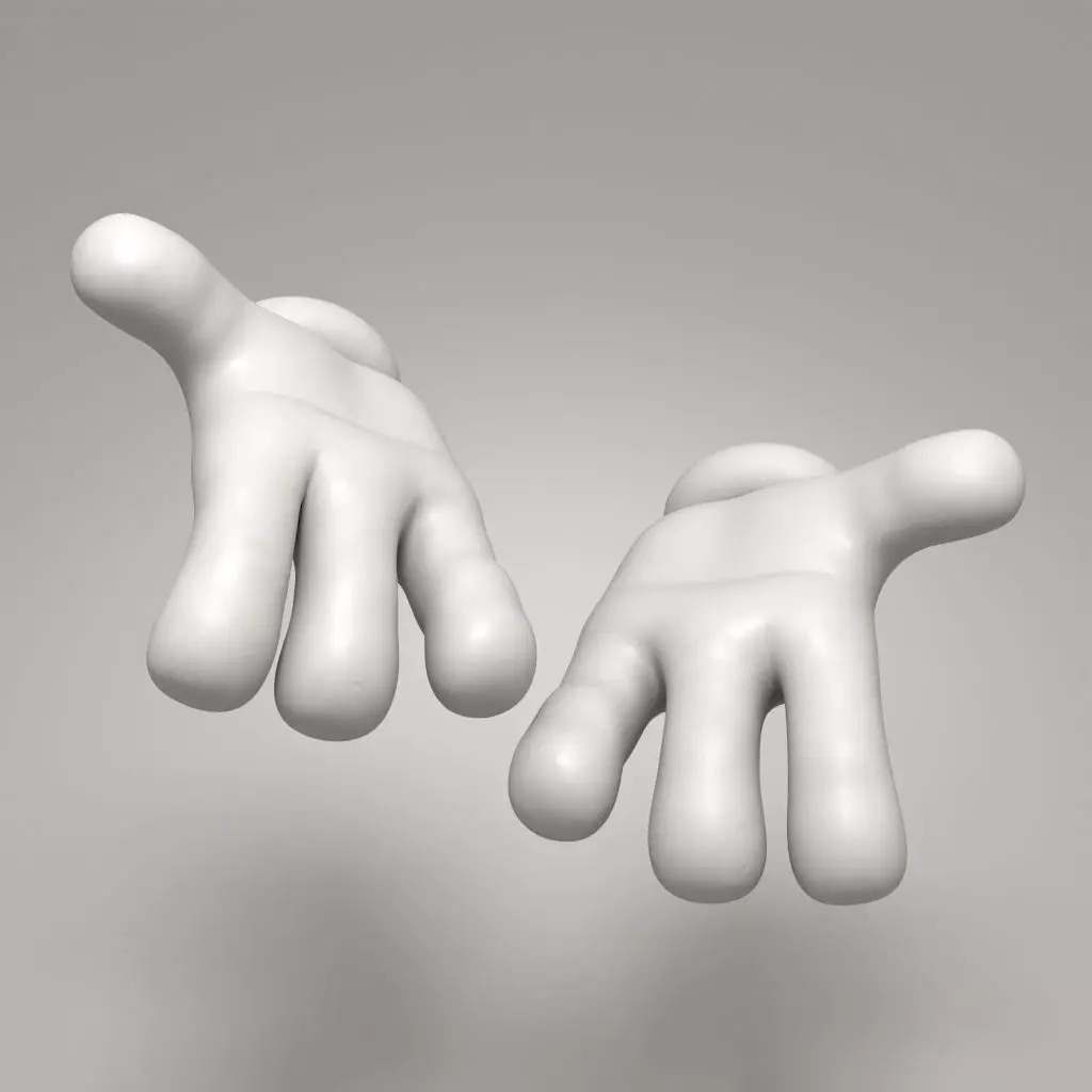 Rigged Cartoon Hand 3D model_24
