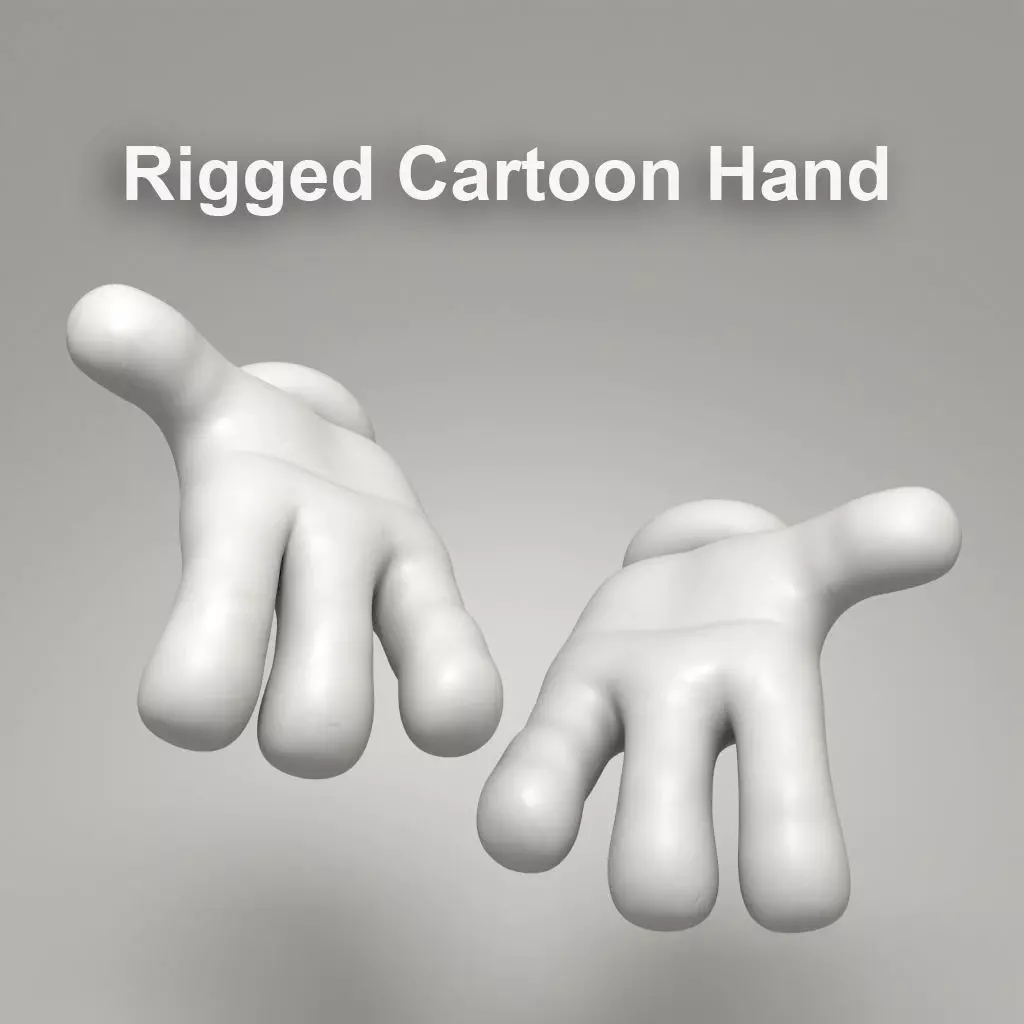 Rigged Cartoon Hand 3D model_0