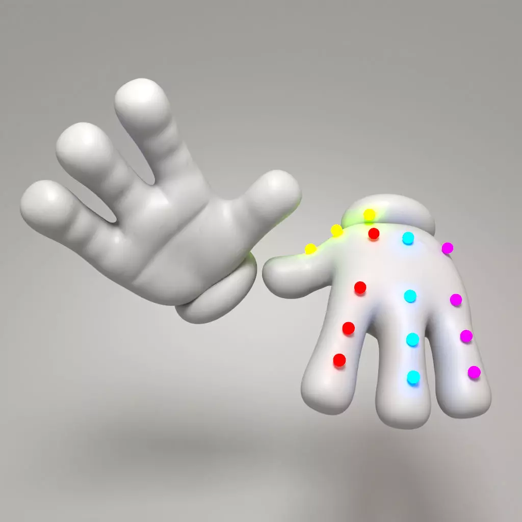 Rigged Cartoon Hand 3D model_4