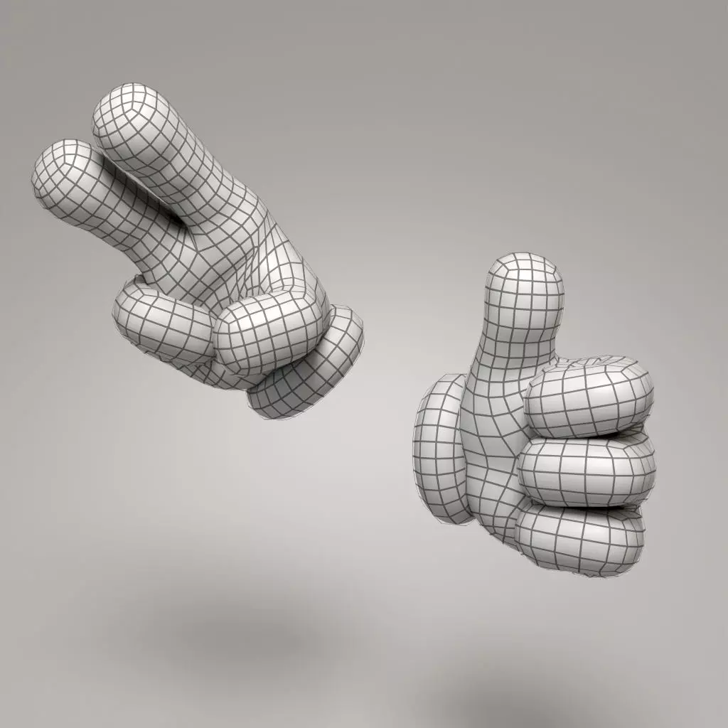 Rigged Cartoon Hand 3D model_14