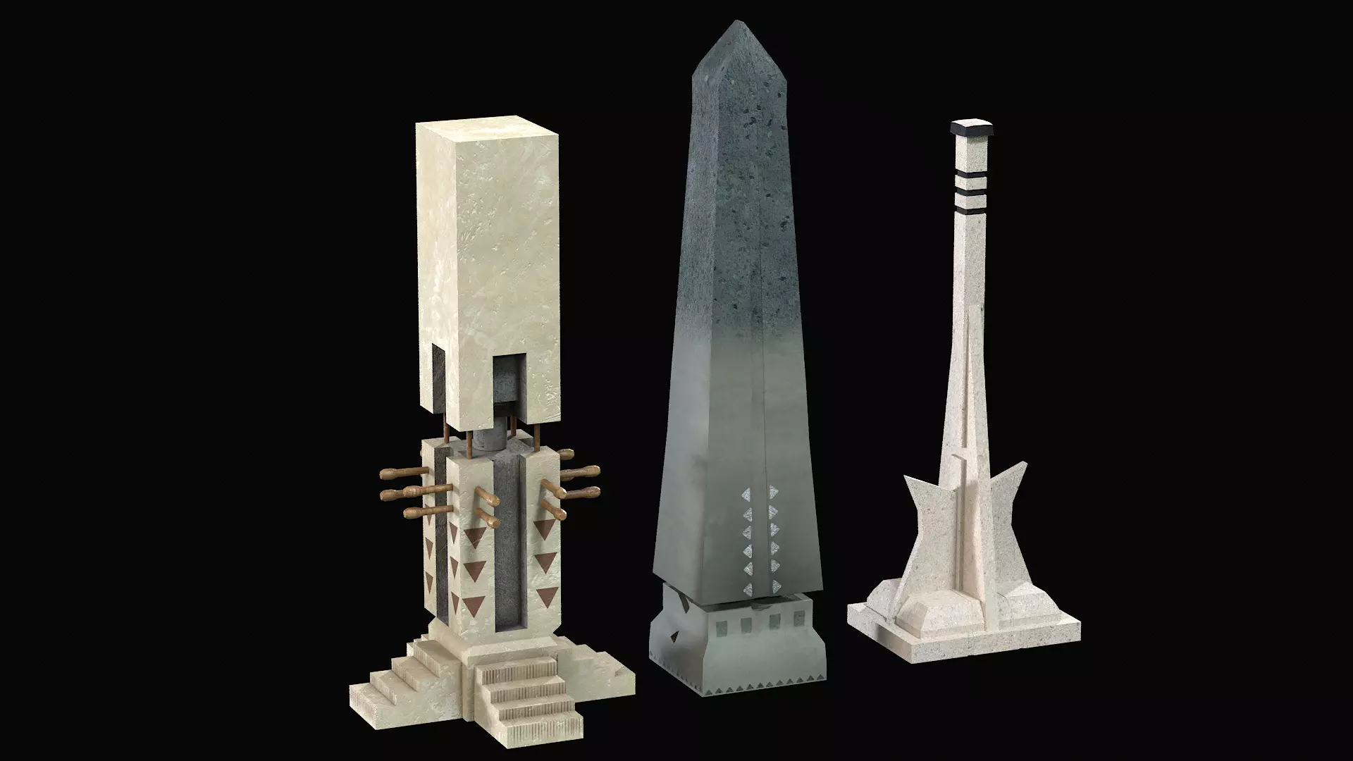 Monoliths Low-poly 3D model_1