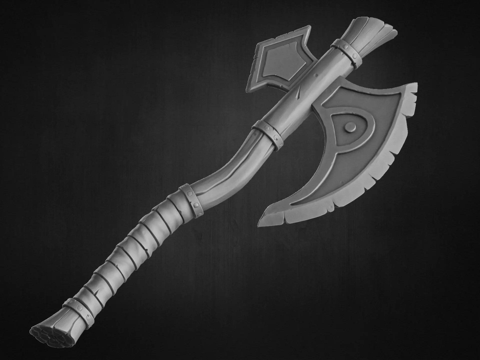 Stylized battle axe 3D model_0