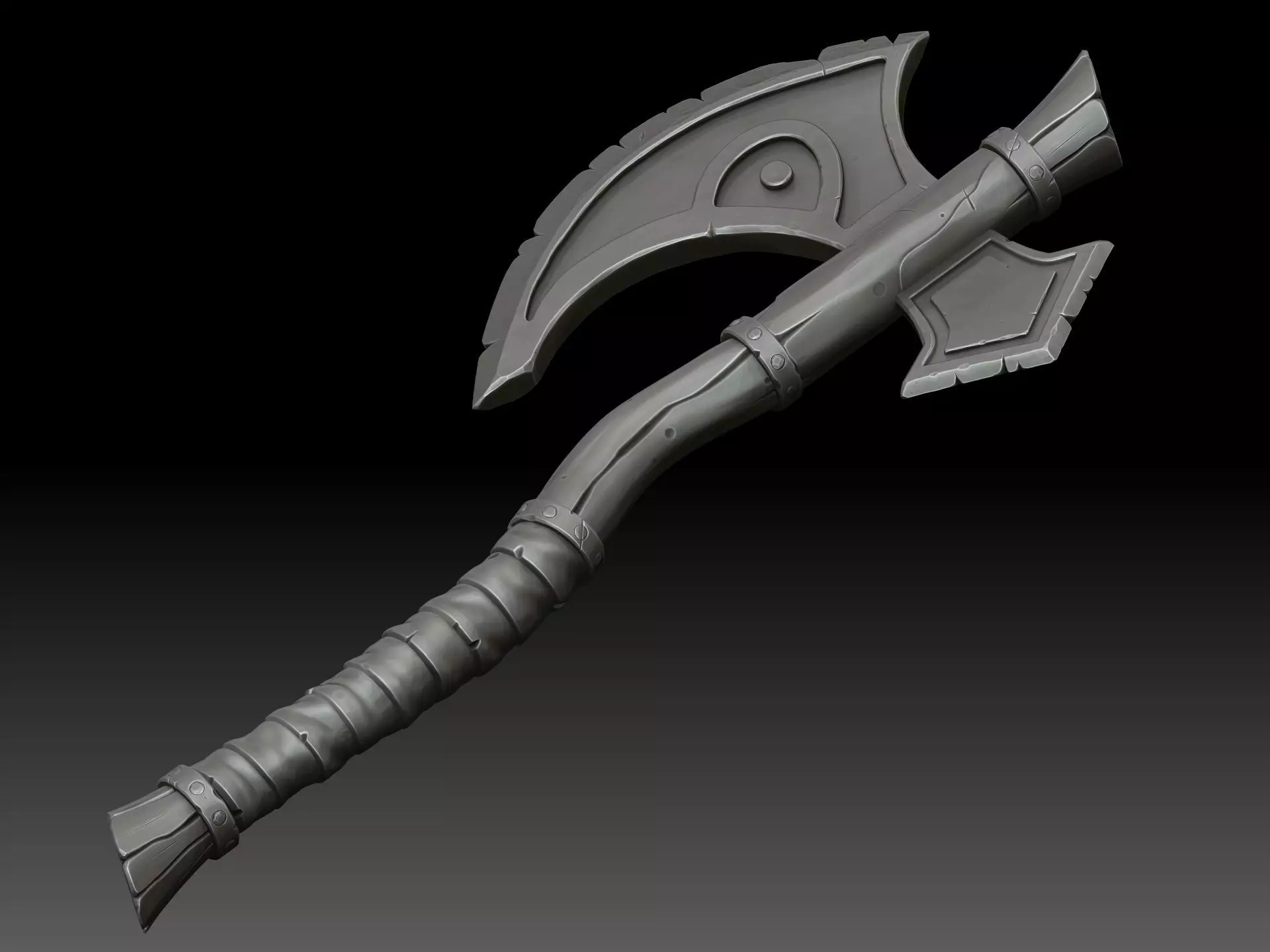 Stylized battle axe 3D model_2