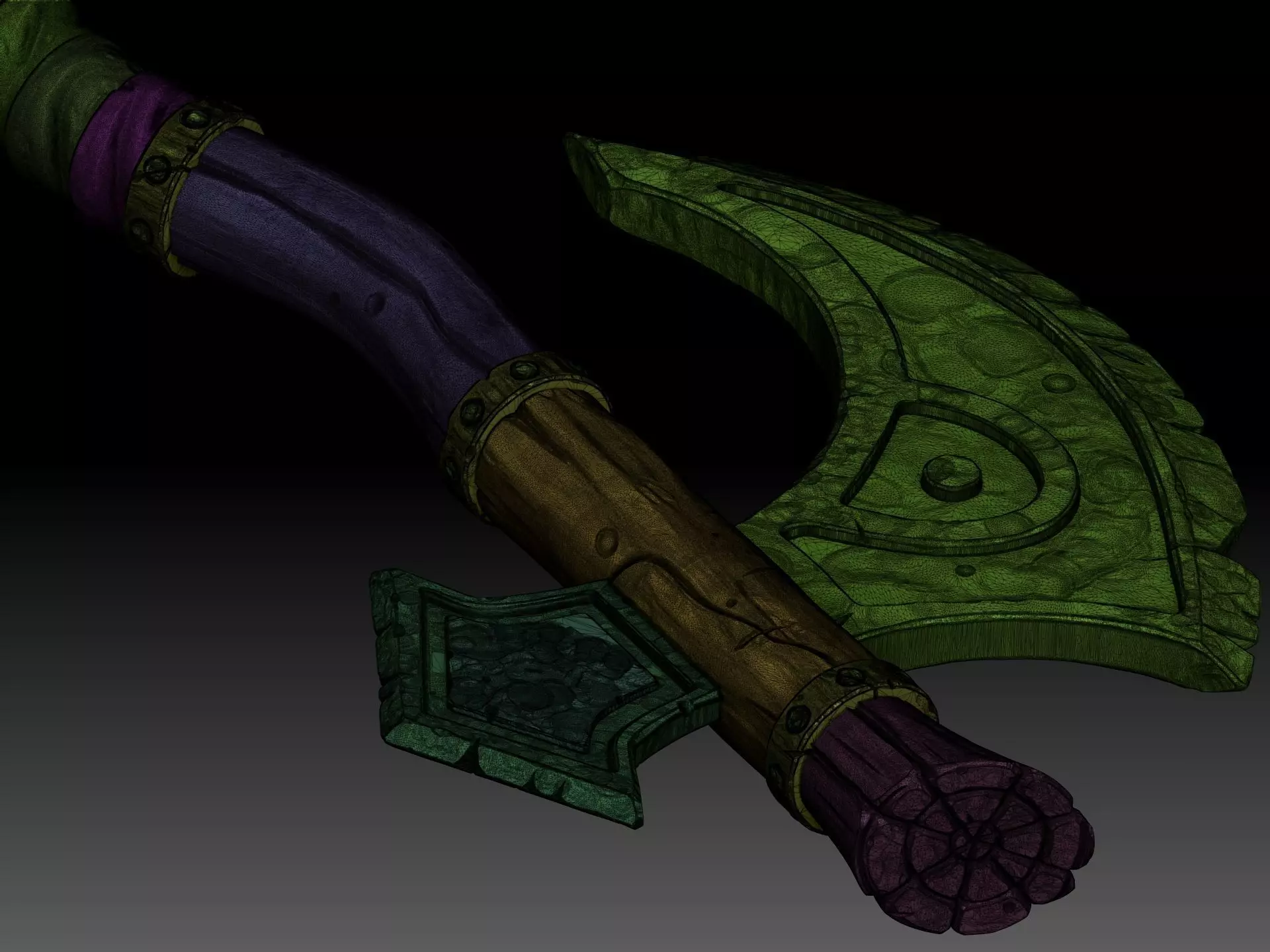 Stylized battle axe 3D model_9