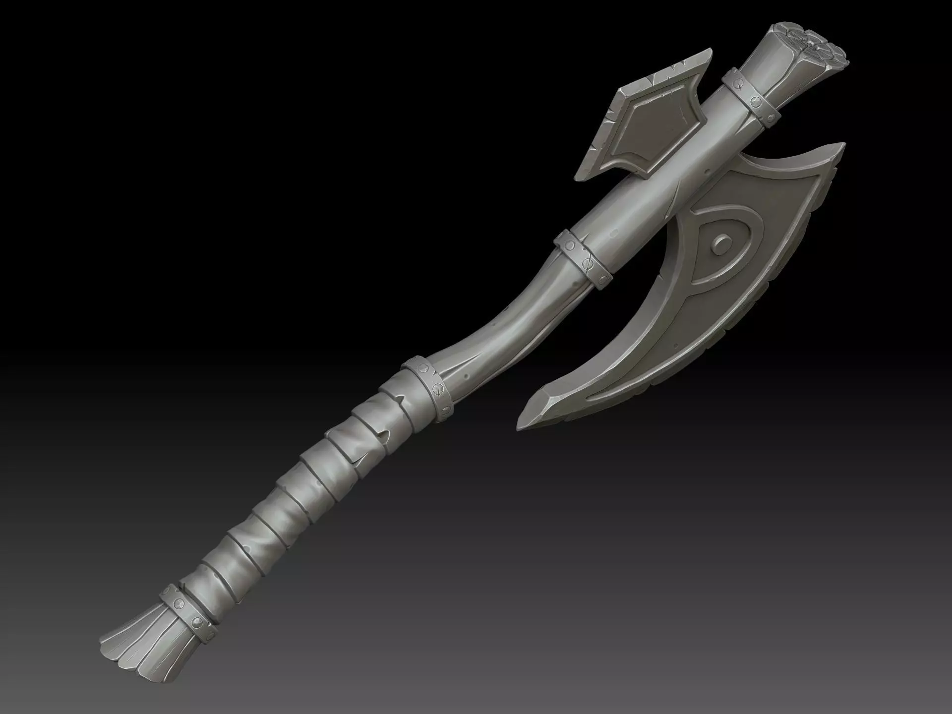 Stylized battle axe 3D model_3