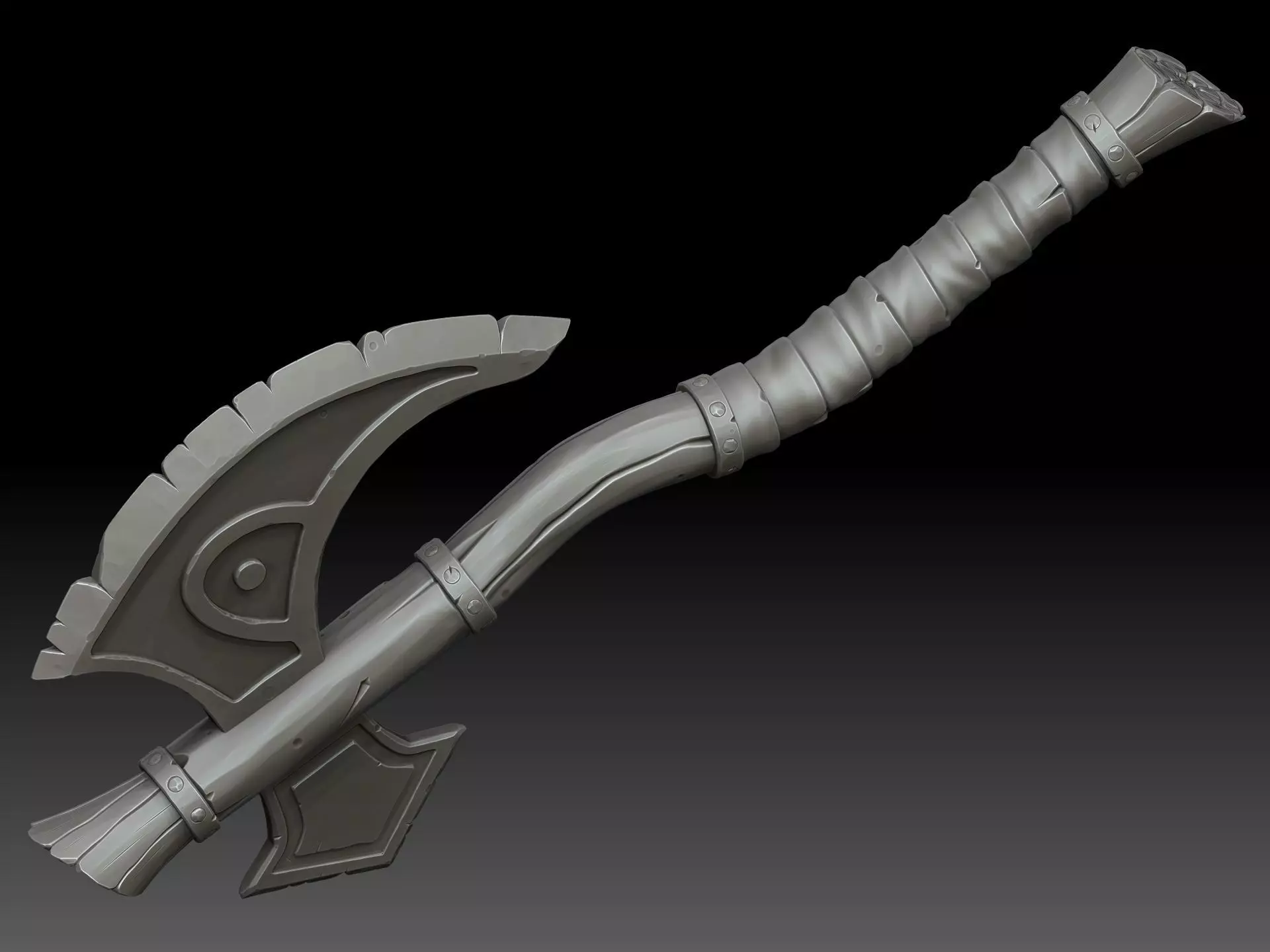 Stylized battle axe 3D model_4