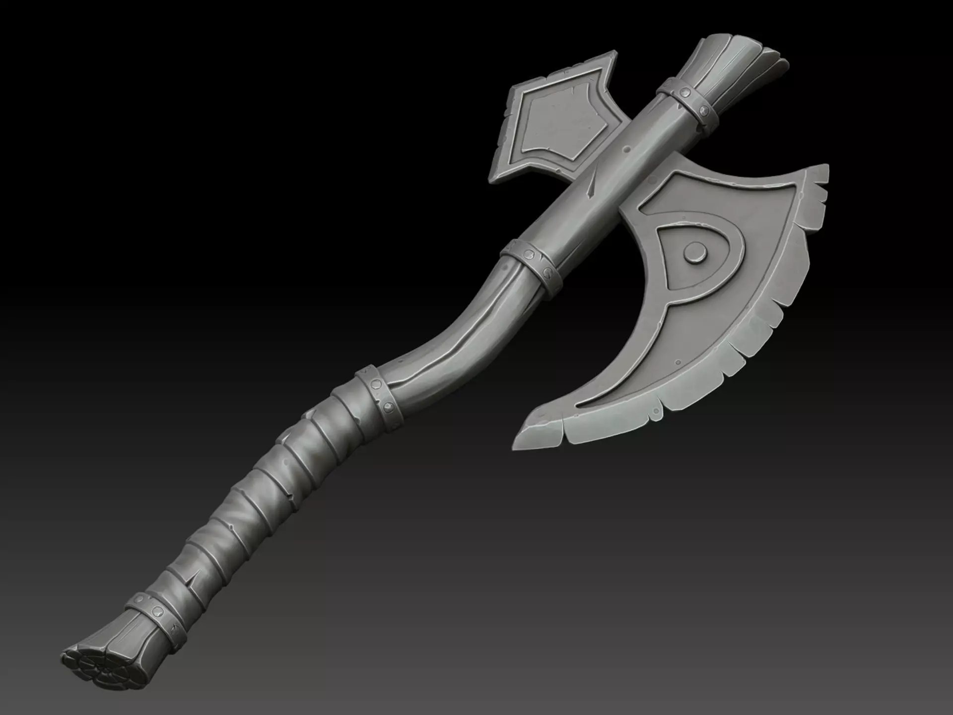 Stylized battle axe 3D model_1