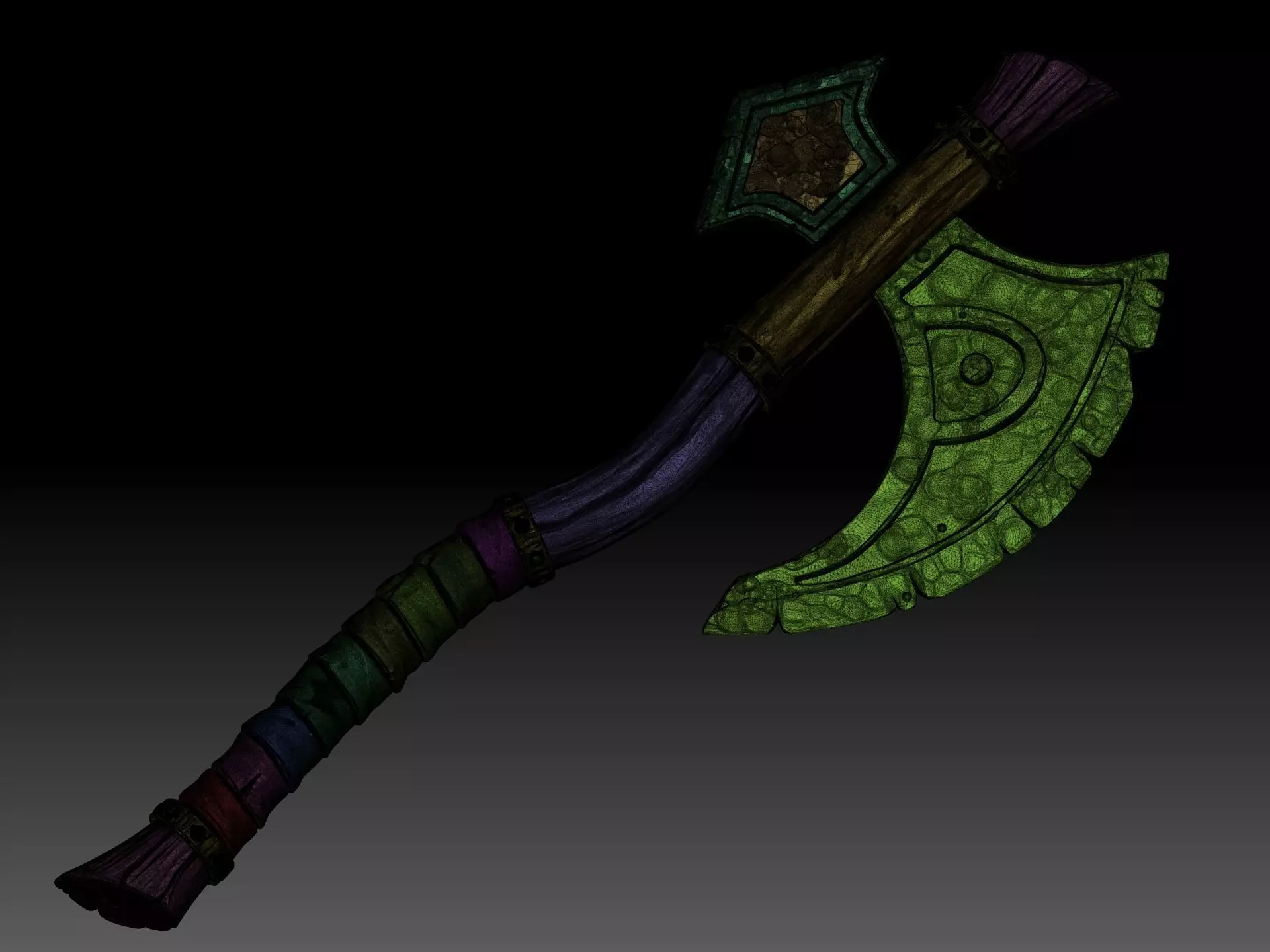 Stylized battle axe 3D model_8