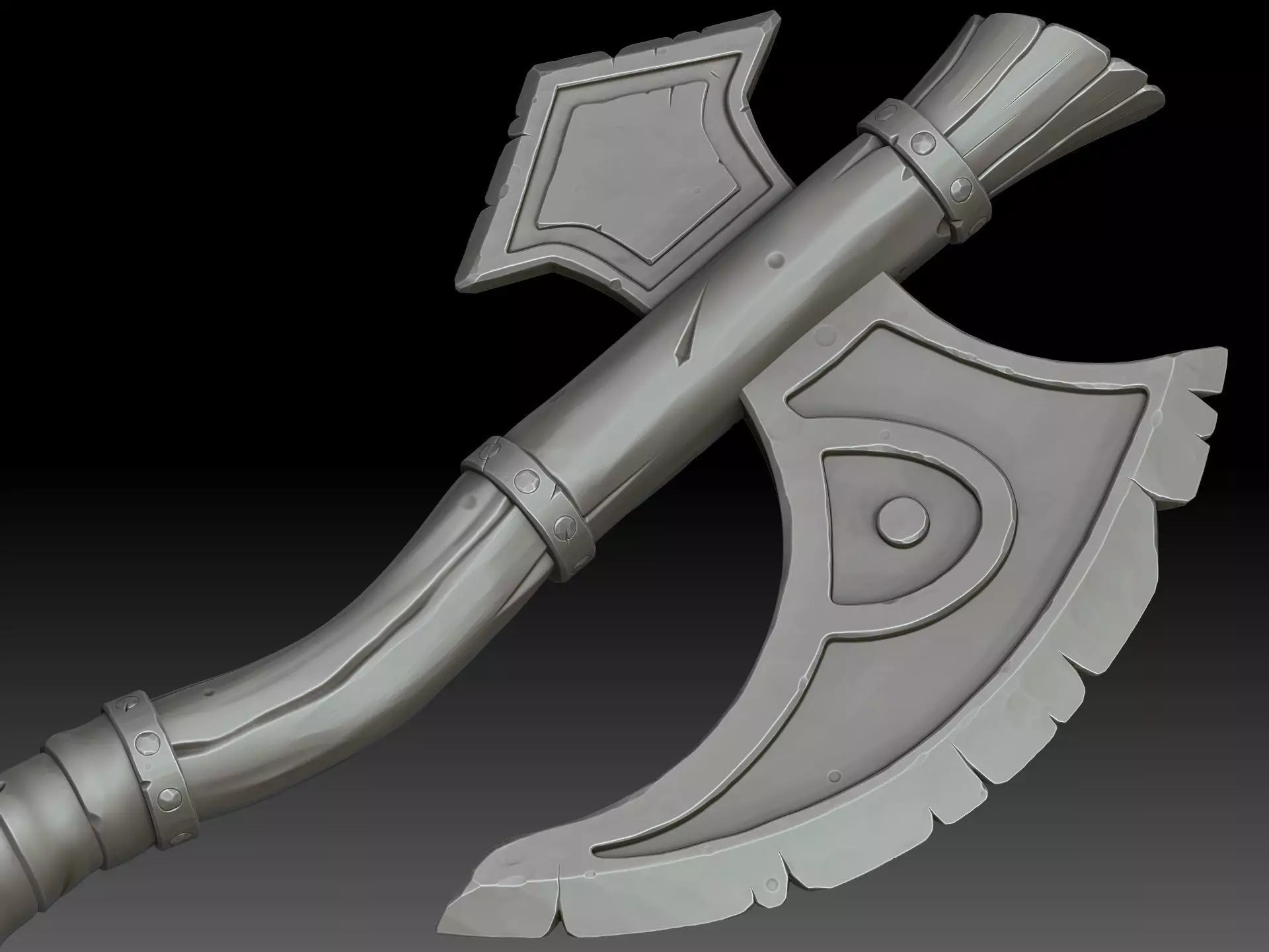 Stylized battle axe 3D model_5