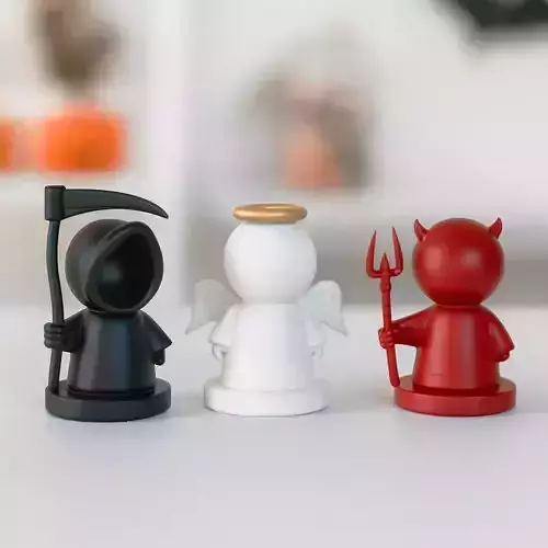 Halloween Cute Decors Grim Reaper Angel Devil Figurines Spooky