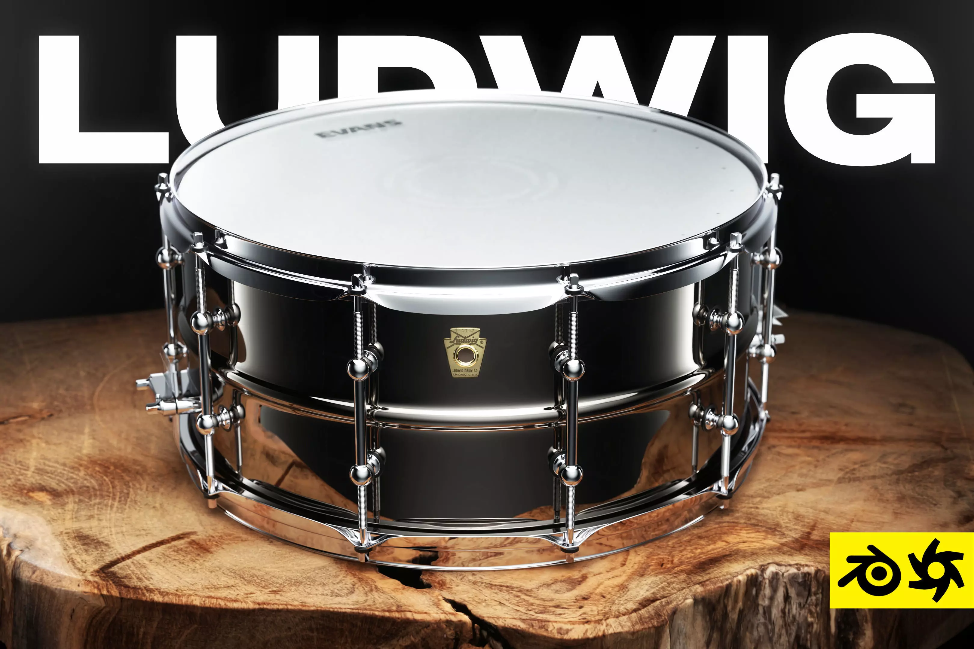 Ludwig Black Beauty snare drum 14x6-5 3D model
