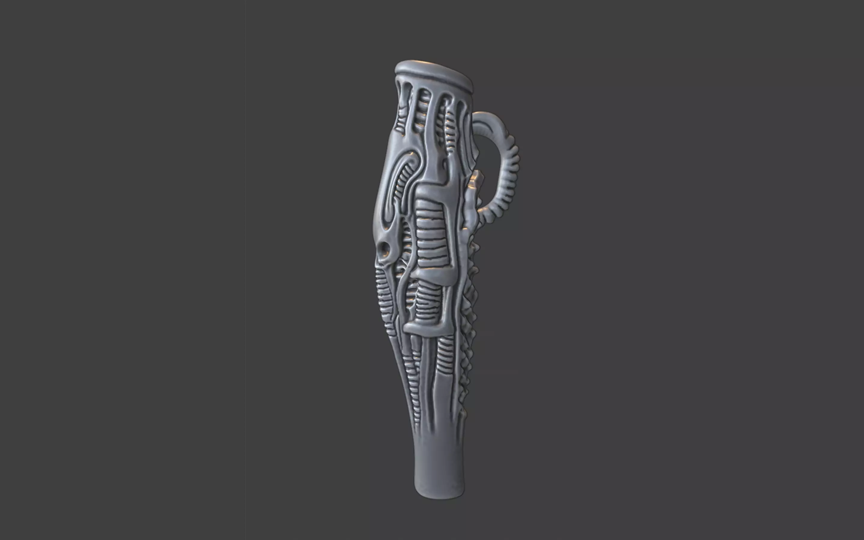 bioorganic giger style snorting tube 3D print model_2